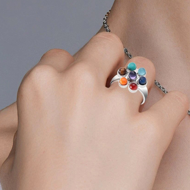 Bague Fleur de Vie 7 Chakras quilibre Int rieur CHAKRA RING